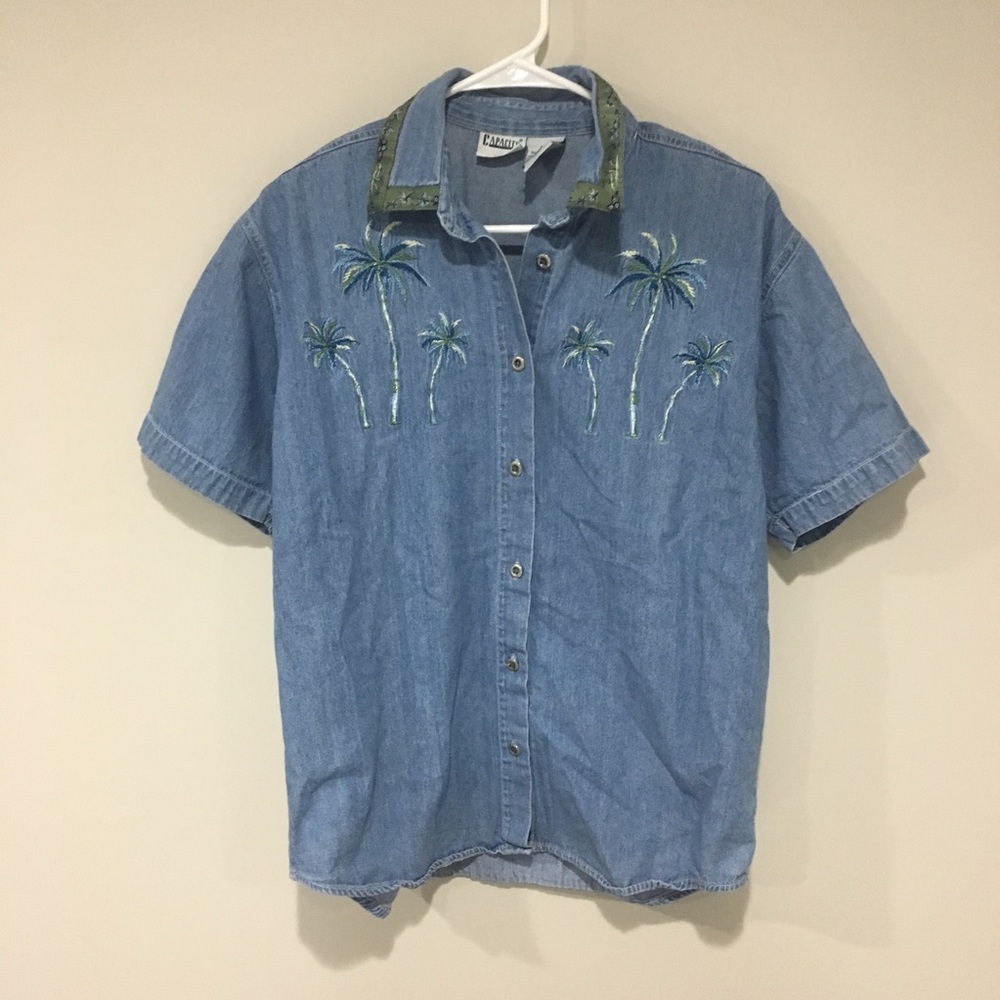 Vintage Denim Tree Design Shirt Size M
